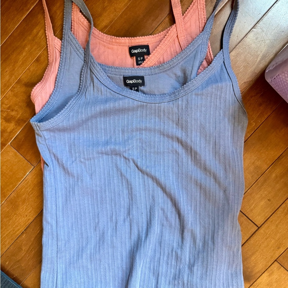 Two GapBody Pointelle tanks - Blue & Pink (S)